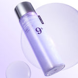 ProtoClinical k-beauty numbuzin No.9 NMN PDRN Glow Boosting Toner 150ml single upright lavender toner bottle centered on a rosy lilac background.