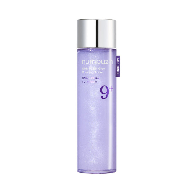 ProtoClinical k-beauty numbuzin No.9 NMN PDRN Glow Boosting Toner 150ml single upright lavender toner bottle centered on a light background.