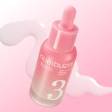 ProtoClinical k-beauty numbuzin No.3 Bifida Bakuchiol Zero Pore Serum 30ml single upright peach serum bottle centered between pale aqua and pink side panels