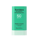 ProtoClinical k-beauty Torriden Balanceful For Men Cica Oil Control Sun Stick SPF50+ PA++++ 20g single upright teal sun stick centered on a pale lavender background.