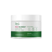 ProtoClinical k-beauty Dr.G Red Blemish Clear Quick Soothing Pads 70 Sheets single round pale green soothing pad jar on a clean white background.