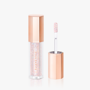 ProtoClinical k-beauty [DEAR DAHLIA] Paradise Shine Eye Sequins 4g #08 Enchanted beauty close-up with a centered taupe vertical form, soft peach tones, and a pale blue and white background