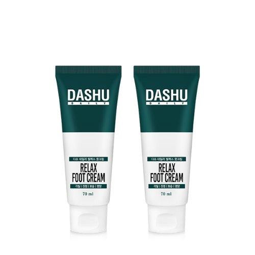 ProtoClinical k-beauty DASHU daily RELAX FOOT CREAM 70ML X 2EA shown as two upright foot cream tubes side by side on a light background