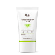 ProtoClinical k-beauty Dr.G Green Mild Up Sun Plus SPF50+/PA++++ 50ml single upright pale green sunscreen tube on a light background.