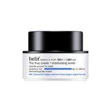 ProtoClinical k-beauty belif THE TRUE CREAM MOISTURIZING BOMB 50ml shown as a blue cream jar on a light background.