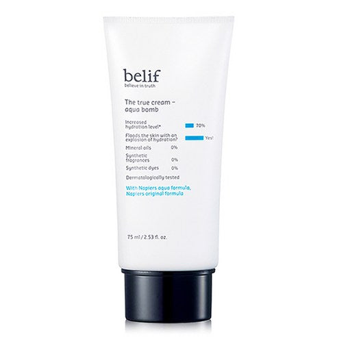 ProtoClinical k-beauty belif The True Cream Moisturizing Bomb 75ml shown as a cream jar on a light background.