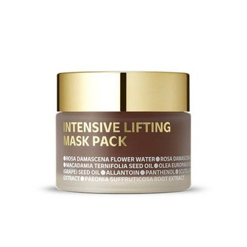 ProtoClinical k-beauty isoi Bulgarian Rose Intensive Lifting Mask Pack 50ml single round mask pack centered on a pale aqua and peach background