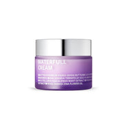ProtoClinical k-beauty isoi Bulgarian Rose Waterfull Cream 50ml shown as a pale lavender packaging silhouette with a muted taupe vertical center on a light background.