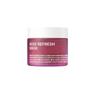 ProtoClinical k-beauty isoi Bulgarian Rose Refresh Mask 80g single round mask jar centered over a soft peach vertical band on a pale background.
