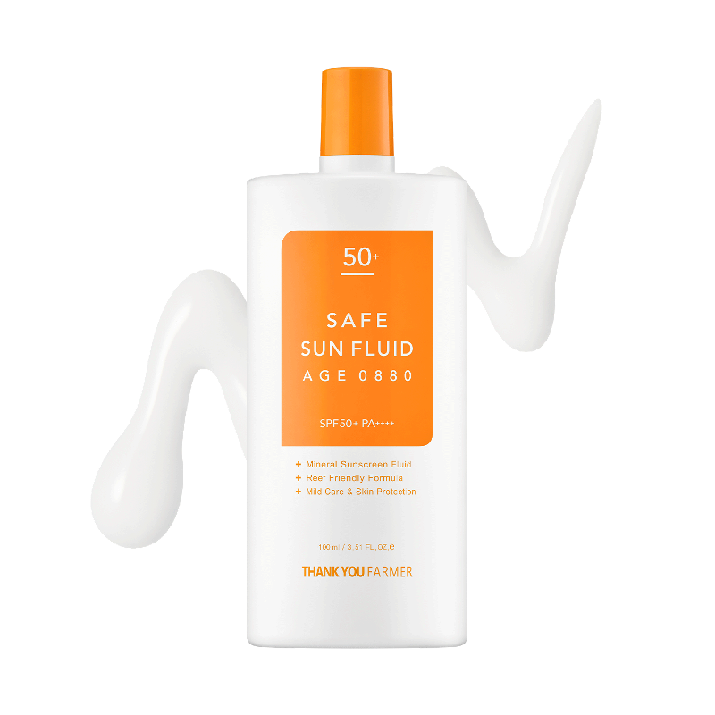 ProtoClinical k-beauty [THANK YOU FARMER] Safe Sun Fluid Age 0880 100ml shown in a centered product thumbnail on a light background.