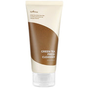 ProtoClinical k-beauty Isntree Green Tea Fresh Cleanser 120ml single upright olive-beige cleanser package centered on a light background with pale blue side accents.