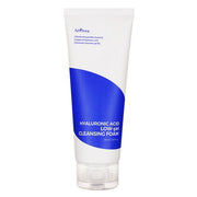 ProtoClinical k-beauty Isntree Hyaluronic Acid Low-pH Cleansing Foam 150ml single upright blue cleansing foam package centered on a light background with pale yellow side accents.