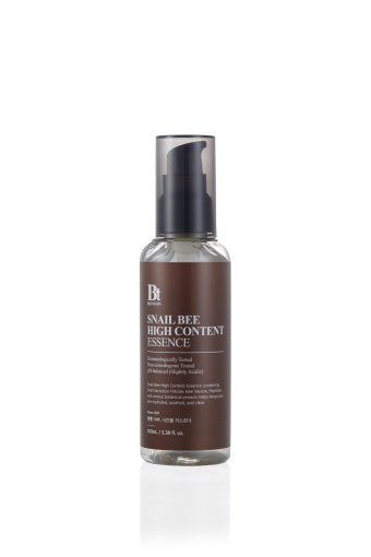 ProtoClinical k-beauty Benton Snail Bee High Content Essence 100ml single upright olive essence bottle centered on a pale background with soft cream side shading