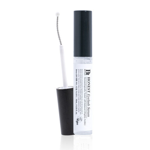 ProtoClinical k-beauty Benton Honest Eye Lash Serum 10ml single upright charcoal serum bottle centered on a white background with pale blue side accents