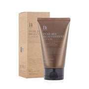 ProtoClinical k-beauty Benton Snail Bee High Content Lotion 120ml single upright amber-brown lotion bottle centered on a pale peach background
