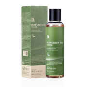 ProtoClinical k-beauty Benton Deep Green Tea Toner 150ml single upright deep green toner bottle centered on a white background with soft lilac accents
