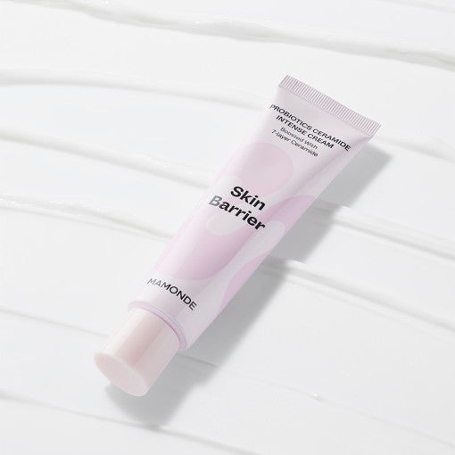 ProtoClinical k-beauty Mamonde Probiotics Ceramide Intense Cream 60ml soft pink silhouette centered in a tall vertical layout on a light background.