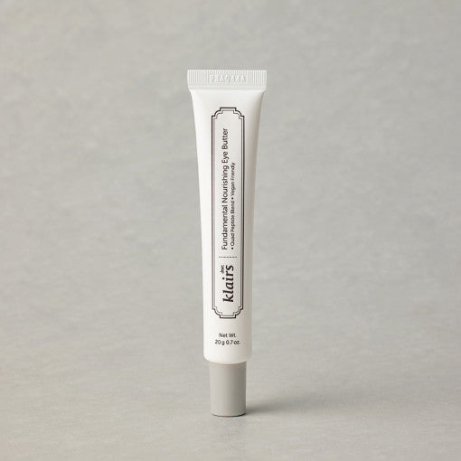 ProtoClinical k-beauty KLAIRS Fundamental Nourishing Eye Butter 20g soft taupe skincare concept graphic on a light background.