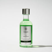 ProtoClinical k-beauty BARBER501 After Shave 160ml #cica(SANDAL WOODYS) single upright olive green after-shave bottle centered on a pale background with soft lavender side shading
