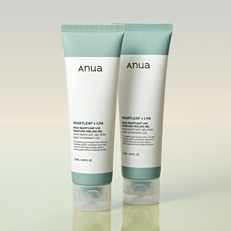 ProtoClinical k-beauty Anua HEARTLEAF LHA MOISTURE PEELING GEL 120ml single upright peeling gel tube centered on a light background