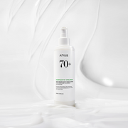 ProtoClinical k-beauty Anua HEARTLEAF 70% DAILY RELIEF LOTION 200ml single upright lotion bottle centered on a white background with soft peach side shading