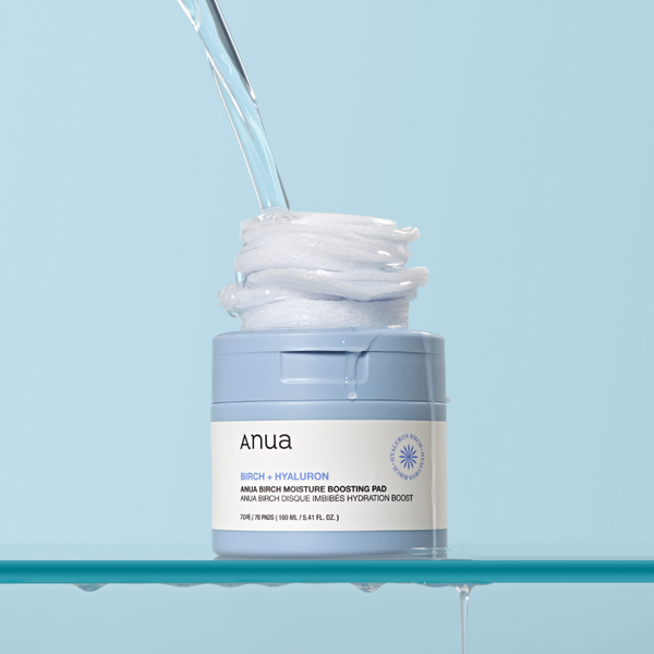Anua Birch Moisture Boosting Pad 70ea(160ml) by ProtoClinical shown in a clean product presentation with the pad container and branded packaging for a k-beauty skincare routine.