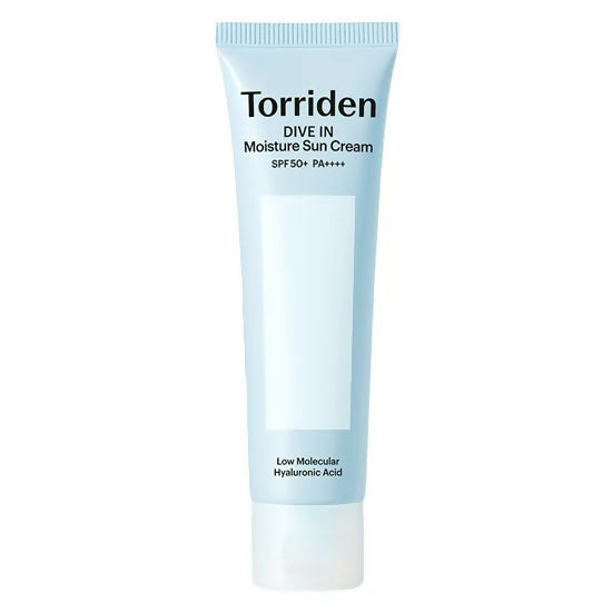 ProtoClinical k-beauty Torriden DIVE-IN Watery Moisture Sun Cream 60ml (SPF 50+ PA++++) single sunscreen tube in an upright studio packshot on a white background