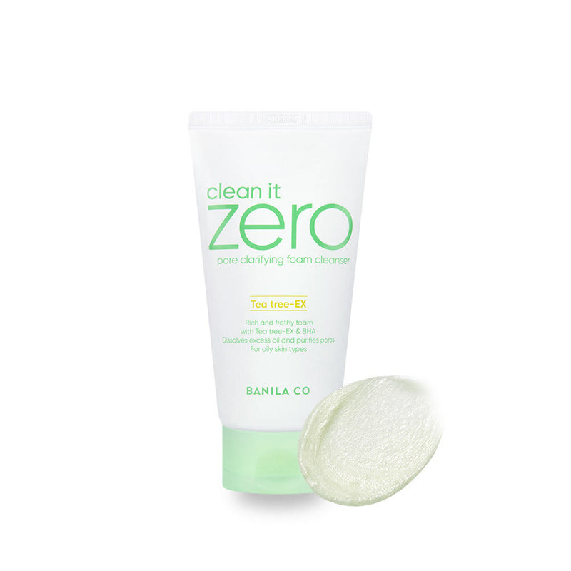 ProtoClinical k-beauty BANILA CO Clean It Zero Pore Clarifying Foam Cleanser 150ml single upright foam cleanser tube centered on a white background.