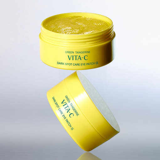 ProtoClinical k-beauty goodal Green Tangerine Vita C Eye Gel Patch 60 Sheets (72g) single yellow eye patch package centered upright on a pale blue background