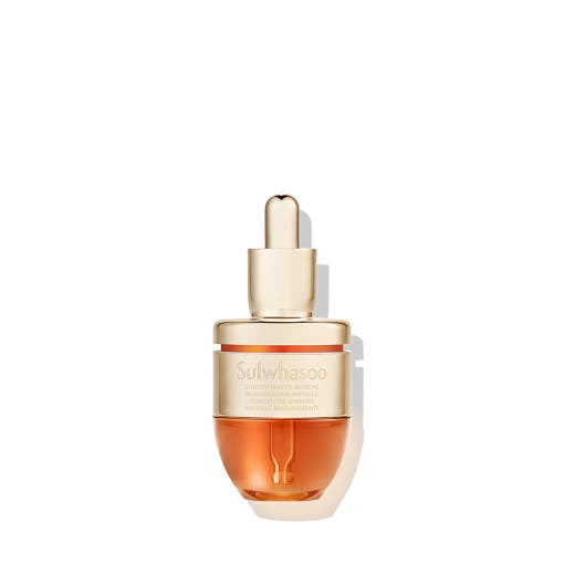 ProtoClinical k-beauty Sulwhasoo Concentrated Ginseng Rescue Ampoule 20g bottle centered on a light background with pale blue side accents.