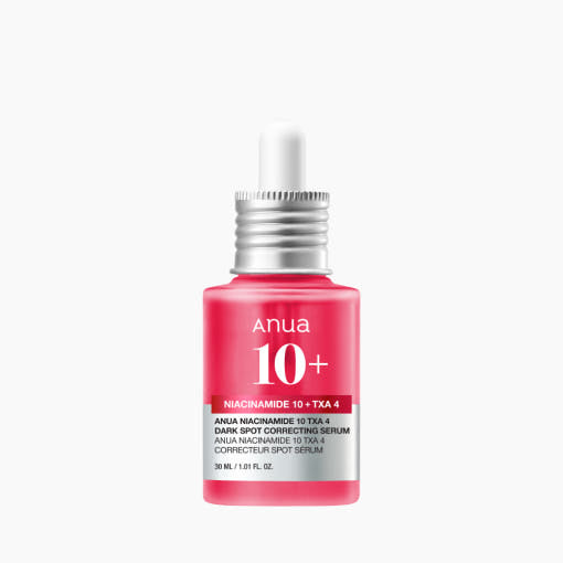 Anua Niacinamide 10% + TXA 4% Dark Spot Correcting Serum 30ml pink bottle, front view