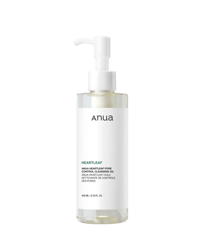 ProtoClinical k-beauty Anua Heartleaf Pore Control Cleansing Oil 200ml single upright cleansing oil bottle centered on a light background