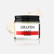 ProtoClinical k-beauty GRAFEN Safe Hair Styling Wax 75ml round styling wax jar with a dark lid centered on a light background with pale blue side bands.